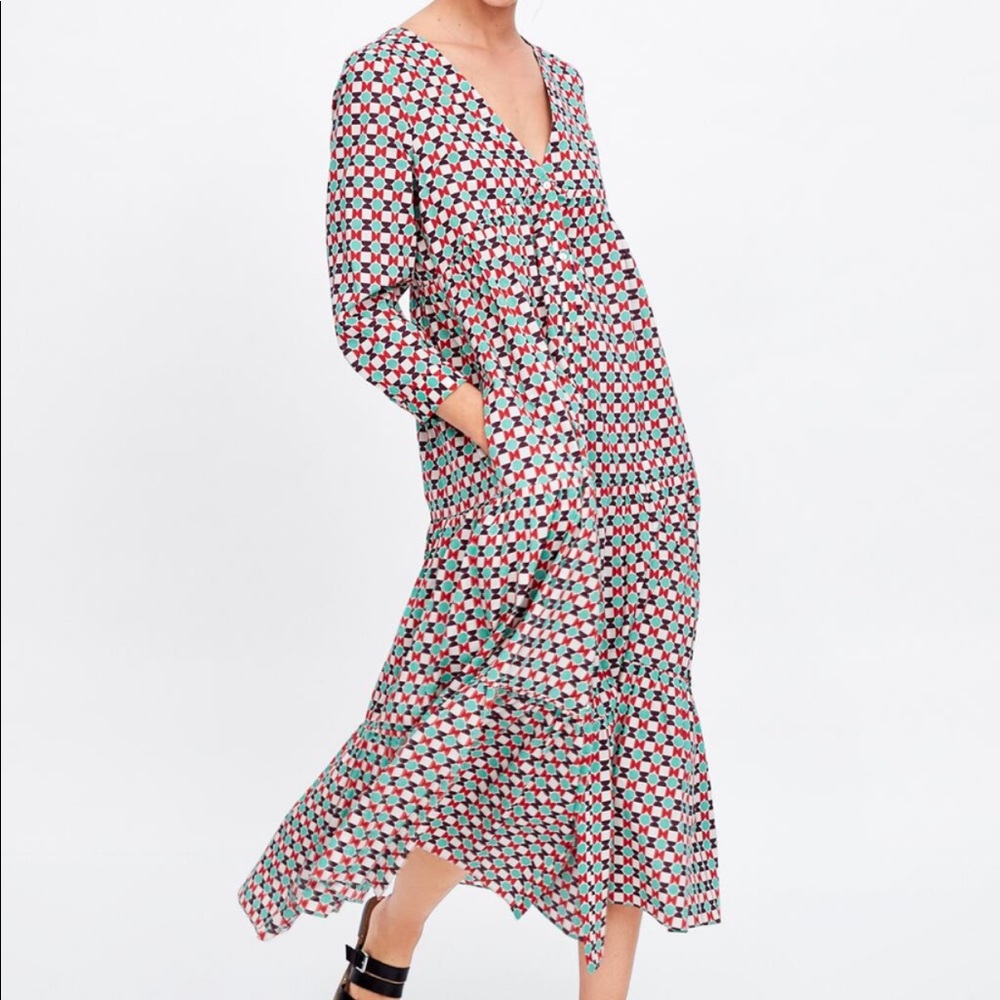 Zara Patterned Midi/Maxi Dress